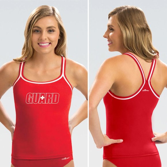 DOLFIN Red & White Lifeguard Racerback 2 Piece Tankini Swimsuit NWT Size XS - Picture 4 of 8